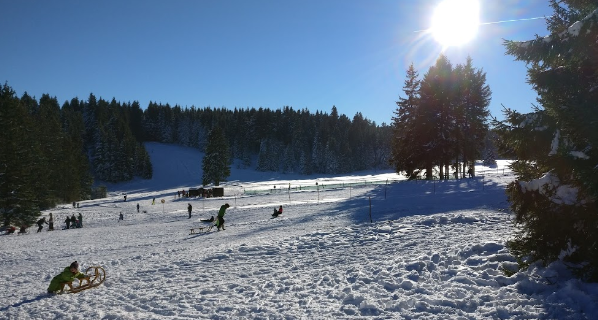 Lebhafte Winteraktivitäten am Skilift Oberhof
